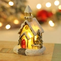 Resin glowing snow house church model with LED warm lights for Christmas decoration - Snowy Church Style (Q-J63)