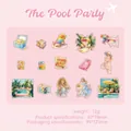 Floral PET stickers Pool Party theme with gold foil for scrapbooking decoration - Pool Party