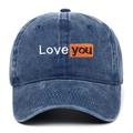 Casquette de baseball en denim délavé bleu marine avec broderie LOVE YOU hip-hop - Bleu marine