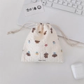 Cute Bread Dog seersucker drawstring storage bag for cosmetics and daily accessories - Bread Doggy