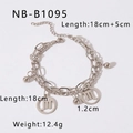Double-layered stainless steel Scorpio constellation bracelet with silver round pendants - Scorpio Style (NB-B1095-TX)