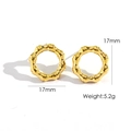 Pendientes de aro minimalistas en acero chapado en oro de 14K con textura de bambú, 17mm - Pendientes de Bambú Redondos (17mm)