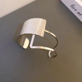 Silver open cuff bracelet with hammered texture and polished geometric finish for women - Silver Hammered Irregular Design Style