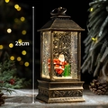 Retro bronze Christmas snow lantern with Santa Claus and glitter snow, 25cm height - Classic Bronze Small Santa Giving Gifts