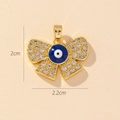 Golden evil eye bow pendant with crystal pavé details, size 2cm by 2.2cm - Gold Bowknot Evil Eye Pendant (49)