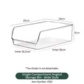 Clear plastic refrigerator storage bin with handle and non-slip bottom 28x18x9cm - Single-Grid Slanted Box (No Divider) - PET