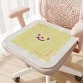Yellow square seat cushion with gray wavy border and smiley face on pink office chair - Lemon Yellow