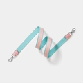 Blue and pink woven fabric shoulder strap with leather ends and silver metal hooks - Width 2.5cm Length 70cm / Pink With Silver Buckle