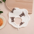 Soft cotton baby bib with brown bear pattern and adjustable snaps in 360-degree petals - Big Bear