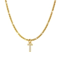 Titanium steel gold necklace with sparkling T-letter pendant and pavé zircons - Letter T / Gold