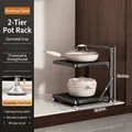 Two-tier gunmetal grey stainless steel pot rack with adjustable height for kitchen storage - 2-Tier / Gunmetal