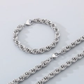 Handmade silver stainless steel twist chain necklace and bracelet jewelry set for men - Bracelet 20CM / Lobster Clasp