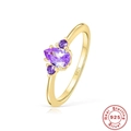 S925 sterling silver ring with pear-shaped purple gemstone and golden finish - US 7 / Gold - Pear Cut Purple Zircon Style 2