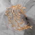 Golden leaf headband featuring amber teardrop beads and delicate wire hand-woven design - Crystal Headband-Yellow