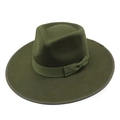 British style dark green wool felt fedora hat with grosgrain ribbon and bound edge - M (56-58cm) / Army Green 04