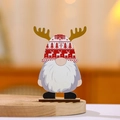 Kerstkabouter houten tafeldecoratie met rode rendier muts en witte baard - Boom en Rendier Stijl