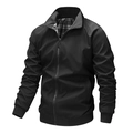 Giacca casual nera da uomo con colletto rialzato e fodera a quadri alla moda - S / Nero