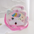 Borsa a tracolla unicorno in peluche arcobaleno per bambine con cinturino rosa morbido - 21cm*16cm / Arcobaleno/Tie-dye