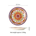 Bohemian ceramic plate with colorful floral patterns and 22.5cm diameter specifications - Red Spain (9 Inch)