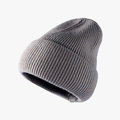 Dark grey ribbed knit beanie for winter in classic cuffed style and flexible acrylic blend - Noble Grey