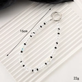 Luxe kristallen kralen telefoonkoord met zilveren ring, 16cm lang en 22g - Wit