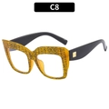 Fashionable oversized square glasses frame in yellow floral texture with black temples - Yellow Pattern Frame Black Temples
