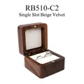 Walnut wood single slot ring box with beige velvet lining and magnetic closure - No Customization No LOGO / White-Single Slot-Solid Lid