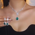 Set gioielli da sposa in argento con pietre verde smeraldo e strass scintillanti per matrimoni - verde scuro