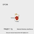 Stainless steel red enamel Christmas glove pendant with snowflake pattern, 19.5mm by 11.5mm - Red Gold Snowflake Gloves DFC96