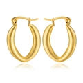 Macro shot of polished gold-plated stainless steel hollow C-shape earrings with reflections - U-Shaped Waterdrop Style (C037)