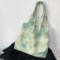 Retro Canvas Schultertasche mit grüner Landschaftsmalerei für eleganten China-Stil - Grüne Landschaft