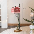 75cm Christmas metal mailbox ornament with Santa Mail print and decorative snowy wood base - Height 75cm / Iron Mailbox - Red Style