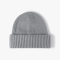 Gorro de punto acanalado gris grueso para hombre y mujer, gorro de invierno cálido en gris - Talla única / Gris Azulado