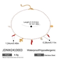 Collier en acier inoxydable plaqué or 18 carats avec breloques piment et avion - Style Perlé avec Pendentifs Multi-Éléments Colorés (JDNW2410003) / Coloré