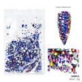 Macro detail of mixed sizes transparent AB flat bottom rhinestones for nail art decoration - 1440Pcs Blue Flame Rhinestones