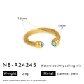 Detalle del diámetro de 18mm y ancho de 5mm del anillo trenzado de acero con turquesa - Estilo Turquesa Con Textura Retorcida (NB-R24145)