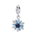 Winter snowflake charm in 925 sterling silver with blue zircon for DIY bracelets - 925 Sterling Silver / Blue Snowflake (PD1020)