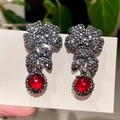 2601105 Full Diamond Flower Crystal Earrings