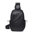 Wasserdichte schwarze Brusttasche für Herren mit Doppelreißverschluss und verstellbarem Gurt - Schwarz
