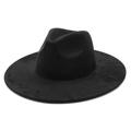 Primer plano del sombrero de ante negro con ala de 9,5 cm mostrando la textura suave del fieltro - M (56-59cm) / Ante / Negro