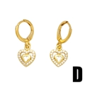 Elegant gold heart earrings with white pavé zircons and a hollow center design - Heart Style (D)