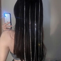 Eleganter silberner langer Kristall-Haarschmuck getragen auf langem Haar für Damen - Strass-Flechtkette (1 Stk. 4 Stränge)