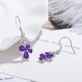 S925 silver stud earring featuring purple zircon petals in a flower design - Purple Diamond Butterfly Love Flower Earrings Led-100