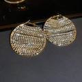 Créoles dorées chic avec pavé de cristaux étincelants pour femmes style tendance - Grande Boucle d'Oreille en Strass à Plusieurs Rangs Dorée (49#)
