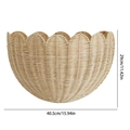Detail view of woven rattan wall basket showing 40.5x29cm dimensions and wavy edge - Imitation Rattan Wall Decor Basket Large 40*29CM
