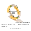 Anello bicolore in acciaio inossidabile placcato oro 18K con zircone verde, diametro 17,2 mm - US 7 / Bicolore Con Gemma Verde (YR31_2)