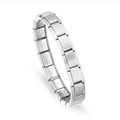 Italian charm bracelet in silver stainless steel with modular links and polished finish - Modular Bracelet Base / Steel
