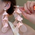 Pendientes de flores rosas con borlas y perlas con pétalos de tela para mujer - Borlas de pétalos de perla rosa (34#)