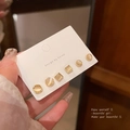 6-piece gold-plated earring set with yellow cat eye stones in round and square shapes - Simple Cat Eye Set