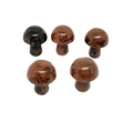 Five 2cm natural polished stone mushrooms in dark red and brown for garden decor - Mahogany Obsidian